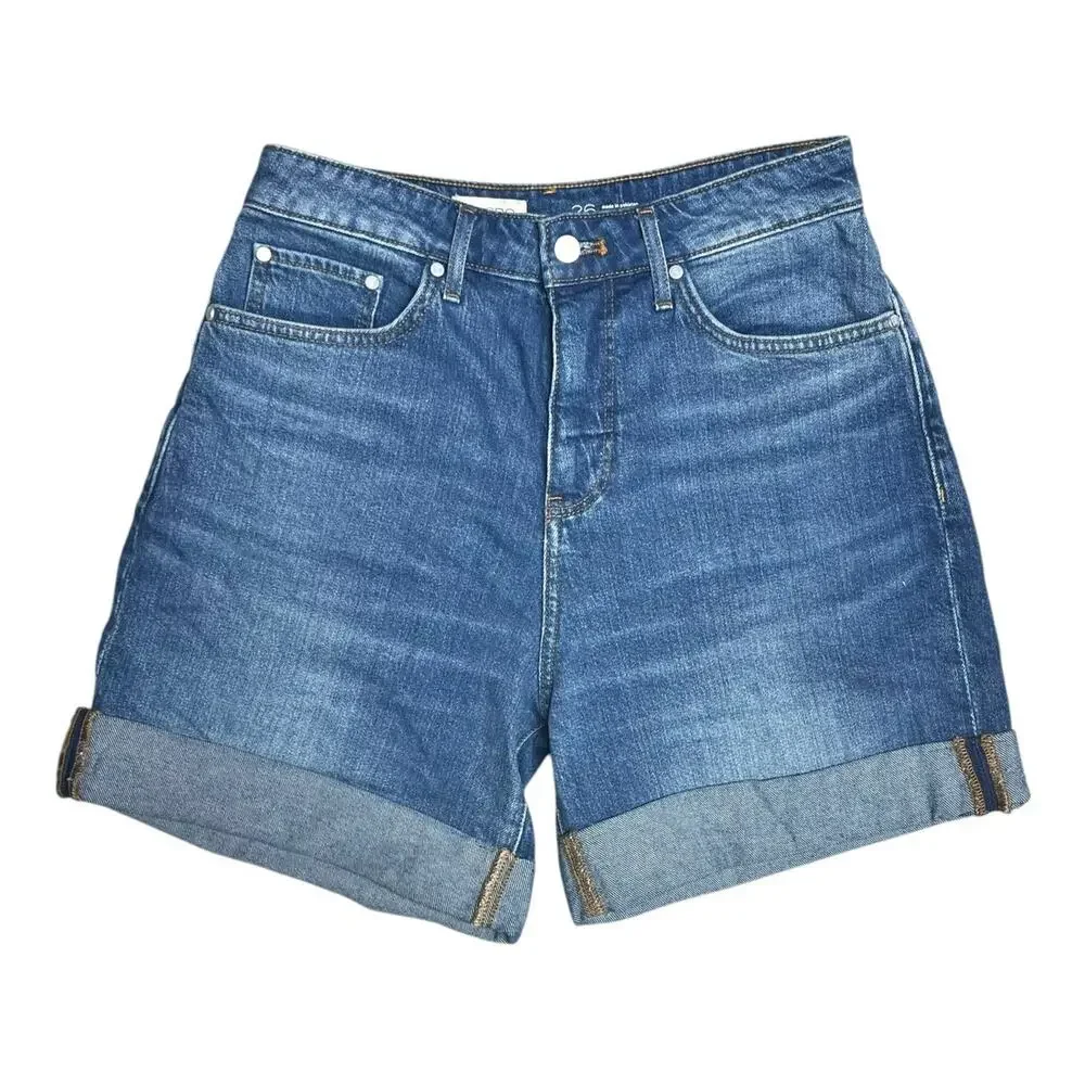 ANTHROPOLOGIE PILCRO The Austyn High-Rise Cuffed Jean Shorts Medium Wash Size 26 - Picture 3 of 8